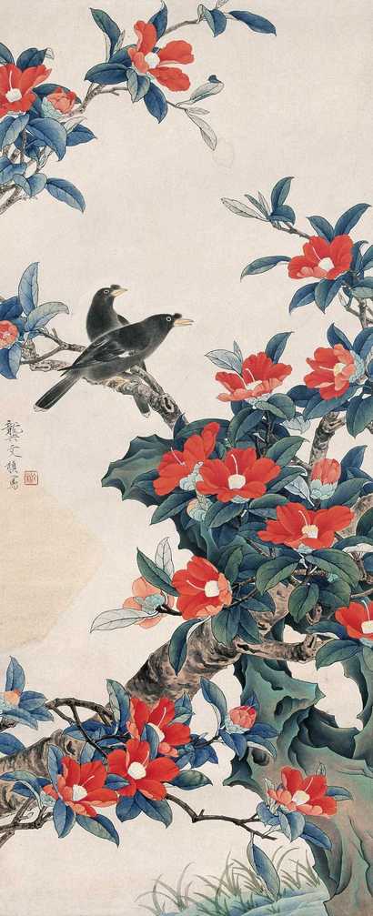 龚文桢 花鸟 镜心